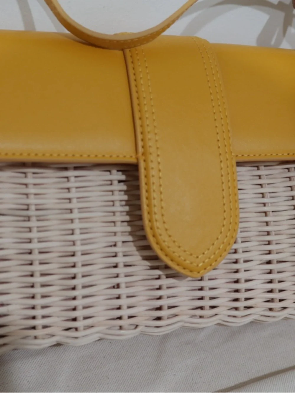 Jacquemus Le Bambino leather and raffia shoulder bag NEW - Picture 3 of 4